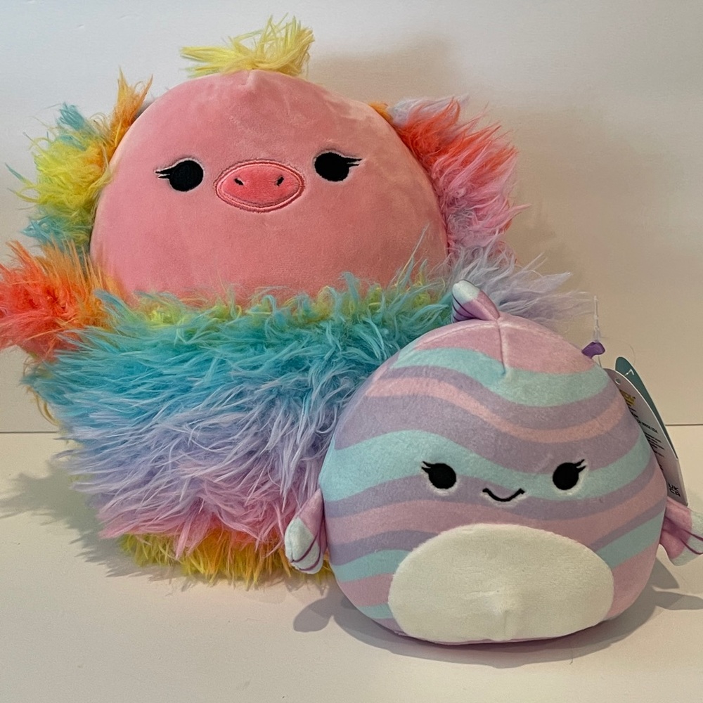 Squishmallow Martina Fish 5” & Elda Peacock 🦚 8”